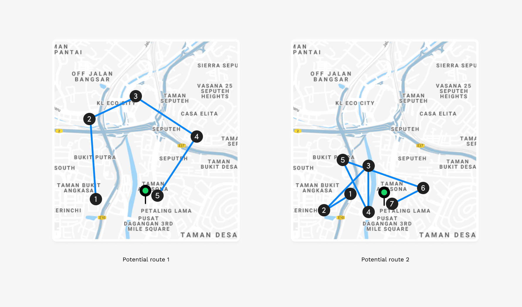 Potential driver routes