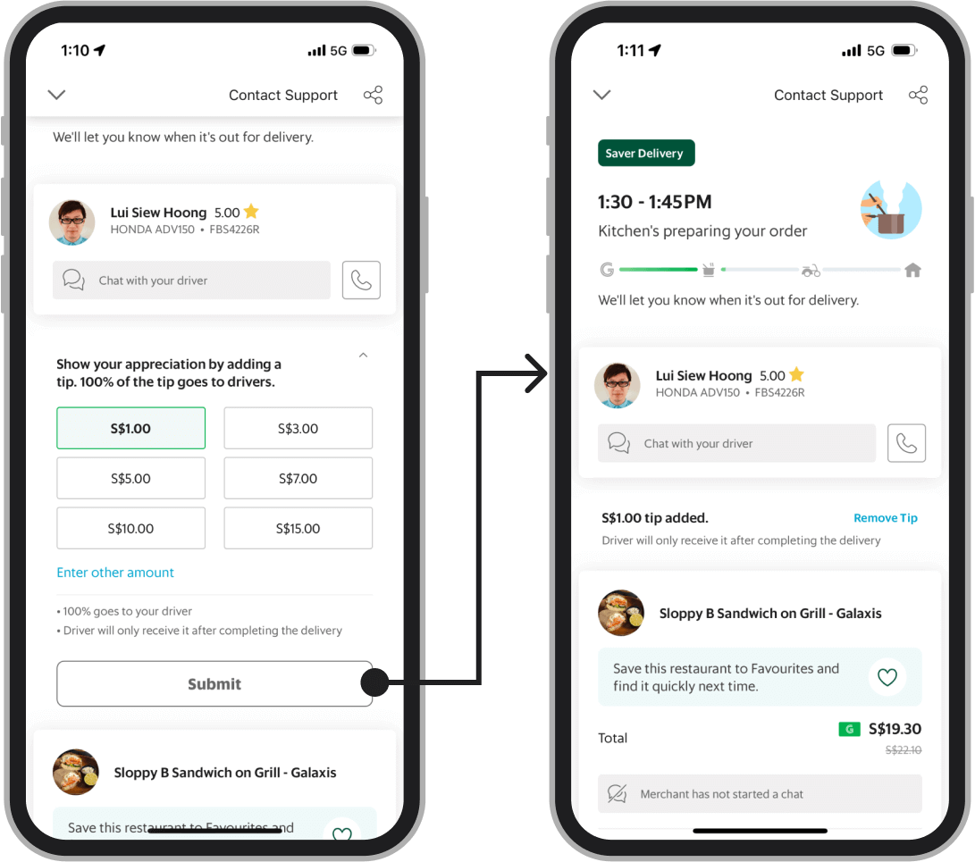 Previous tipping UI: functional but transactional